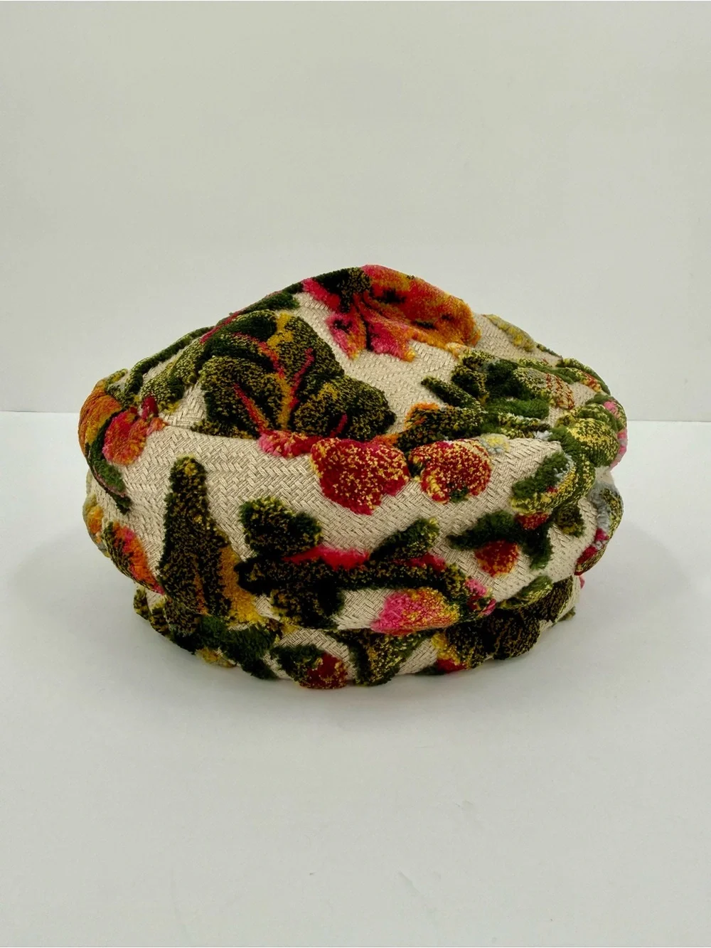 Vintage Tapestry Floral Pillbox Hat Union Made